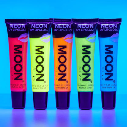 Neon UV Lip Gloss - Choose from 8 Colours - Glows Brightly under UV! (Set of 5)